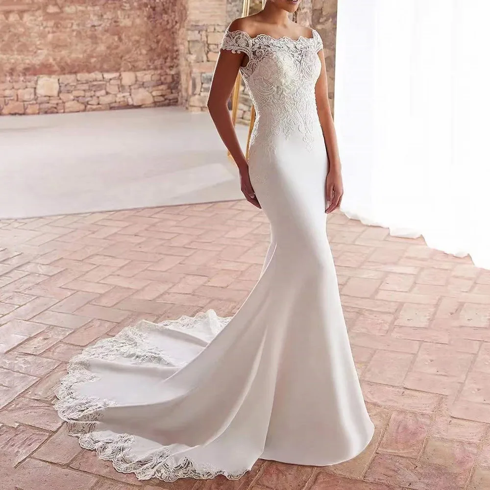 Bespoke Wedding Dresses 2022 Off-Shoulder Lace Slim Trumpet Mermaid Solid Color Zipper Short Sleeves Elegant Sexy Formal Dress
Bespoke Wedding Dresses 2022 Off-Shoulder Lace Slim Trumpet Mermaid Solid Color Zipper Short Sleeves Elegant Sexy Formal Dress