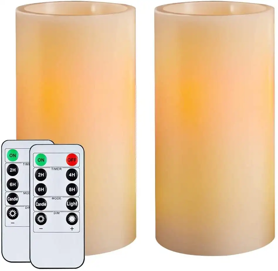 7"x3" Wax Flameless Candles, Battery Operated LED Pillar Candles with Remote Control & Timer, Amber Yellow Flickering Light for
7"x3" Wax Flameless Candles, Battery Operated LED Pillar Candles with Remote Control & Timer, Amber Yellow Flickering Light for