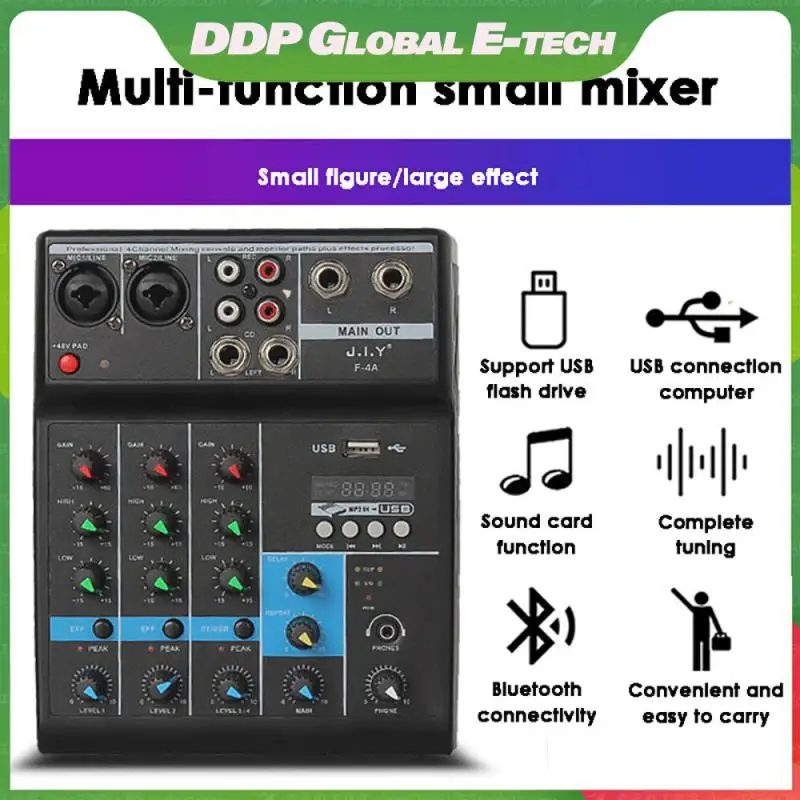 

DJ-смеситель с функцией записи в реальном времени, небольшой 5-полосный Миксер для потоковой передачи звука, миксер