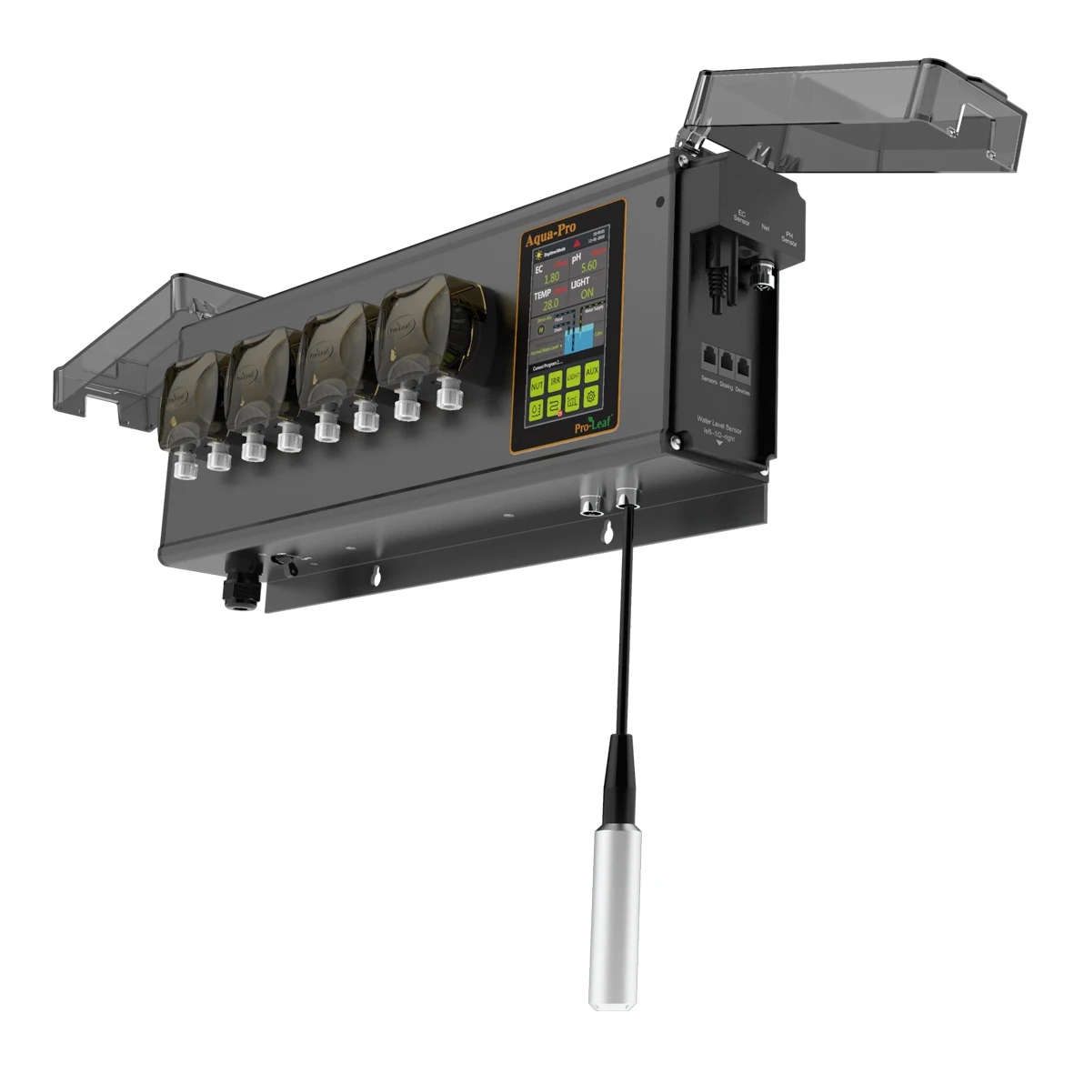 PRO-Leaf Aqua-PRO Smart Irrigation Control System with Peristaltic Pumps pH Ec Temp Sensor Water Level Sensor
PRO-Leaf Aqua-PRO Smart Irrigation Control System with Peristaltic Pumps pH Ec Temp Sensor Water Level Sensor