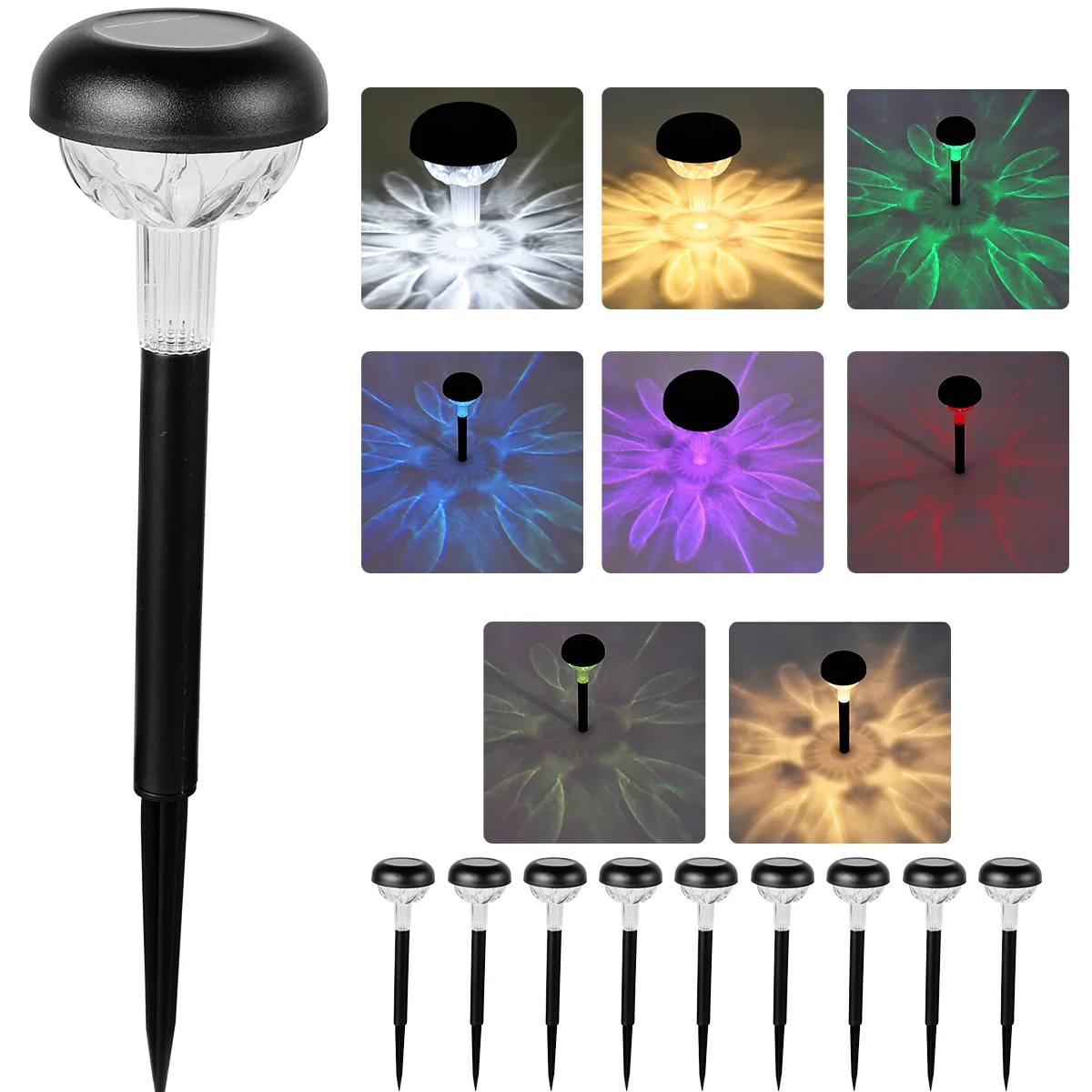 New 10pcs Solar Pathway Lights Outdoor Solar Garden Lights IP65 Waterproof Solar Landscape Lamp with Multi-Color Changing Auto
New 10pcs Solar Pathway Lights Outdoor Solar Garden Lights IP65 Waterproof Solar Landscape Lamp with Multi-Color Changing Auto