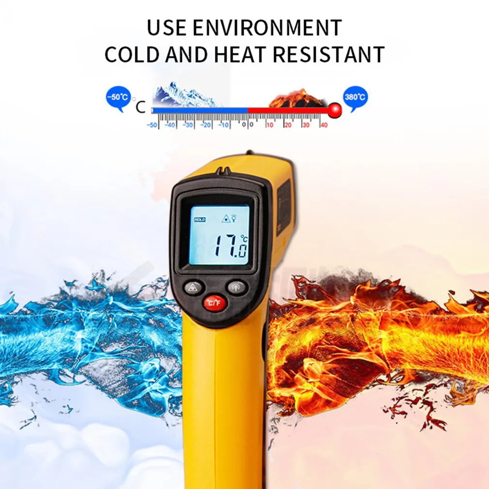 

2023 Non-Contact Laser -50~380 ℃ Infrared Thermometer Handheld Temp Meter Tool Suitable For Home And Factory Pyrometer IR Laser