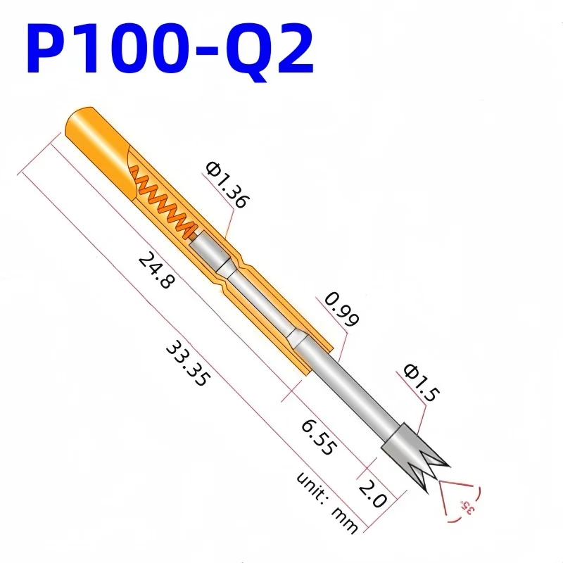 20/100 шт. пружинный испытательный щуп P100-Q2, 4-кулачковая головка, тестовый штифт, диаметр 1,5 мм, длина 33,35 мм, диаметр иглы 1,36 мм, пружинный штифт P100-Q
20/100 шт. пружинный испытательный щуп P100-Q2, 4-кулачковая головка, тестовый штифт, диаметр 1,5 мм, длина 33,35 мм, диаметр иглы 1,36 мм, пружинный штифт P100-Q