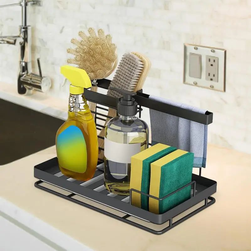 

Kitchen Sink Rack Organizer Soap Sponge Holder Self-draining Telescopic Shelf Kitchen Sink Caddy Gadgets Storage Basket Accessor