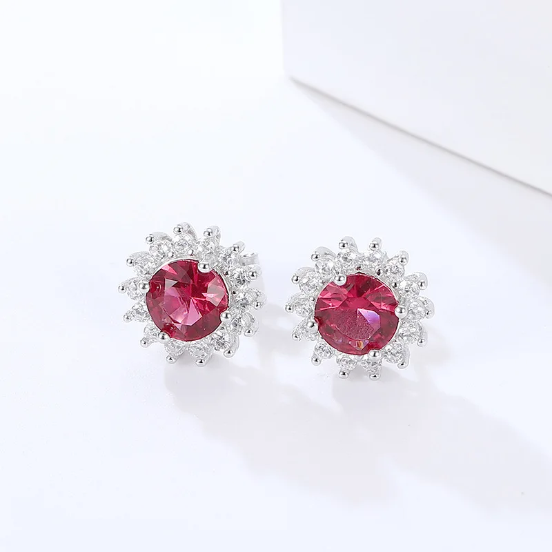 Accessories S925 Sterling Silver Stud Earrings boucle oreille femme Round Ruby Earrings Studs Earrings For Women Aretes De Mujer
Accessories S925 Sterling Silver Stud Earrings boucle oreille femme Round Ruby Earrings Studs Earrings For Women Aretes De Mujer