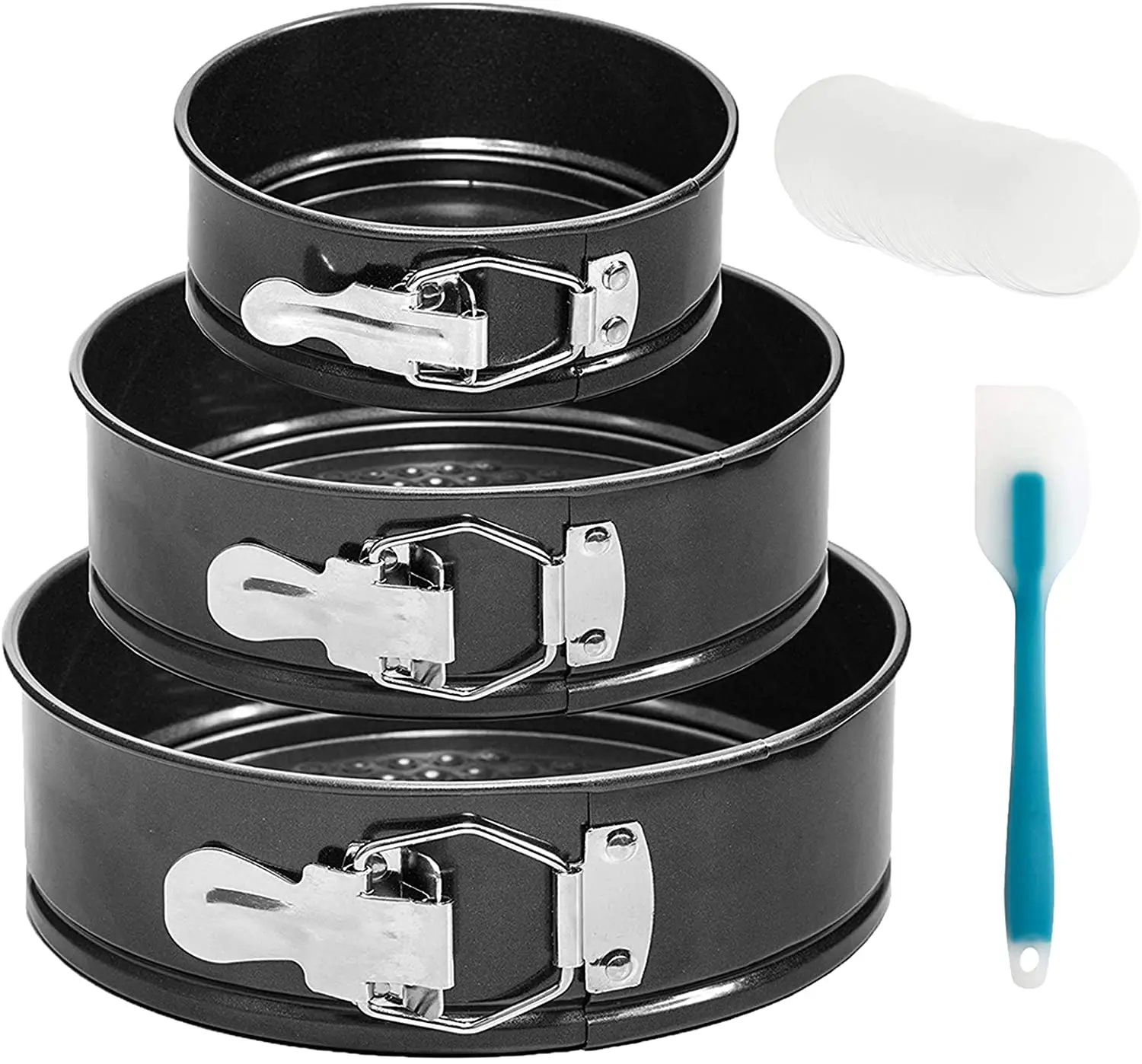 springform pan 3 pcs 4" 7" 9" premium non-stick detachable bakeware cheesecake cake pan with 50 pcs parchment paper liners and 8
springform pan 3 pcs 4" 7" 9" premium non-stick detachable bakeware cheesecake cake pan with 50 pcs parchment paper liners and 8