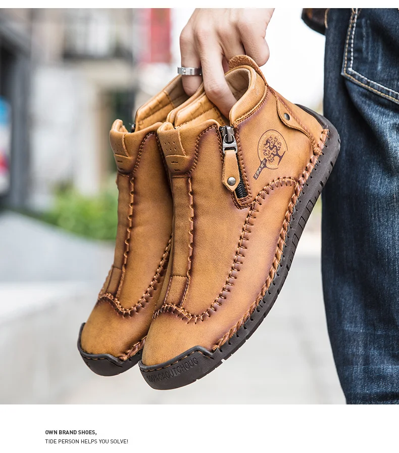 Brand Men's Boots Leather Men's Ankle Boots Work Boots Handmade Metal Zipper Outdoor Men's Luxury Boots Leather
Brand Men's Boots Leather Men's Ankle Boots Work Boots Handmade Metal Zipper Outdoor Men's Luxury Boots Leather