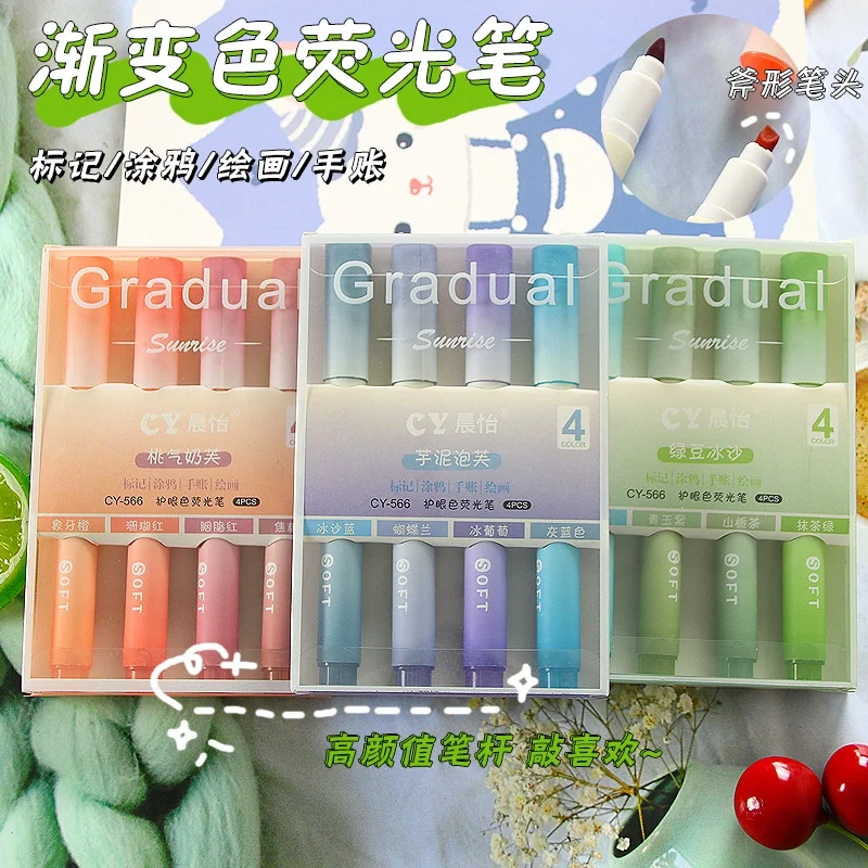 4pcs/box Gradient Color Large Capacity Color Handbook Highlighter Pens, Highlight Markers, School Office Stationery
4pcs/box Gradient Color Large Capacity Color Handbook Highlighter Pens, Highlight Markers, School Office Stationery