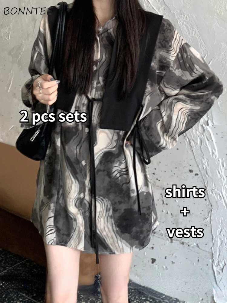 2 Pcs Sets Women Vintage Tie Dye Long Sleeve Shirts Simple Vests Spring Streetwear All-match Stylish Chic Fashion Casual Loose
2 Pcs Sets Women Vintage Tie Dye Long Sleeve Shirts Simple Vests Spring Streetwear All-match Stylish Chic Fashion Casual Loose