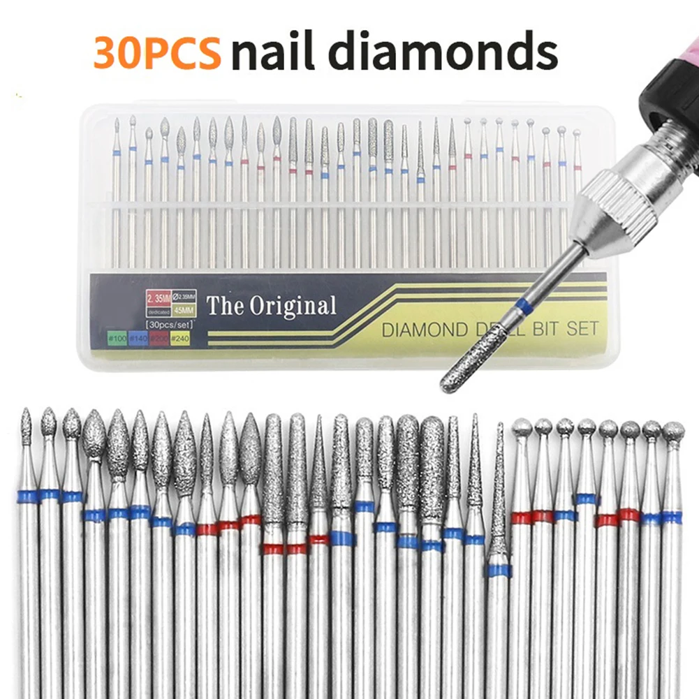 30Pcs/set Diamond Nail Drill Bit Set For Manicure Electric Rotary Burr Universal Ceramics/Tiles/Glass/Plastics/Steel/Wood
30Pcs/set Diamond Nail Drill Bit Set For Manicure Electric Rotary Burr Universal Ceramics/Tiles/Glass/Plastics/Steel/Wood