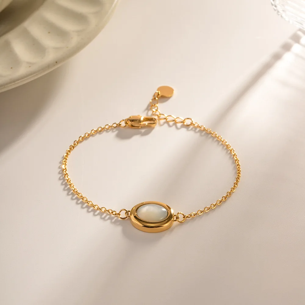 French Light Luxury Oval Opal Stainless Steel Bracelet High Quality Fashion Jewelry Waterproof for Women Gift
French Light Luxury Oval Opal Stainless Steel Bracelet High Quality Fashion Jewelry Waterproof for Women Gift