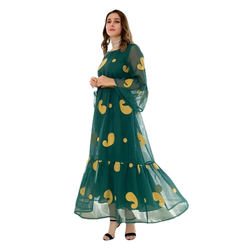 Ramadan Arabic Dubai Kaftans For Women Mesh Embroidery Flare Sleeve Dress Gold Lace Belt Abaya Femme Islam Tunic Muslim Clothing
Ramadan Arabic Dubai Kaftans For Women Mesh Embroidery Flare Sleeve Dress Gold Lace Belt Abaya Femme Islam Tunic Muslim Clothing