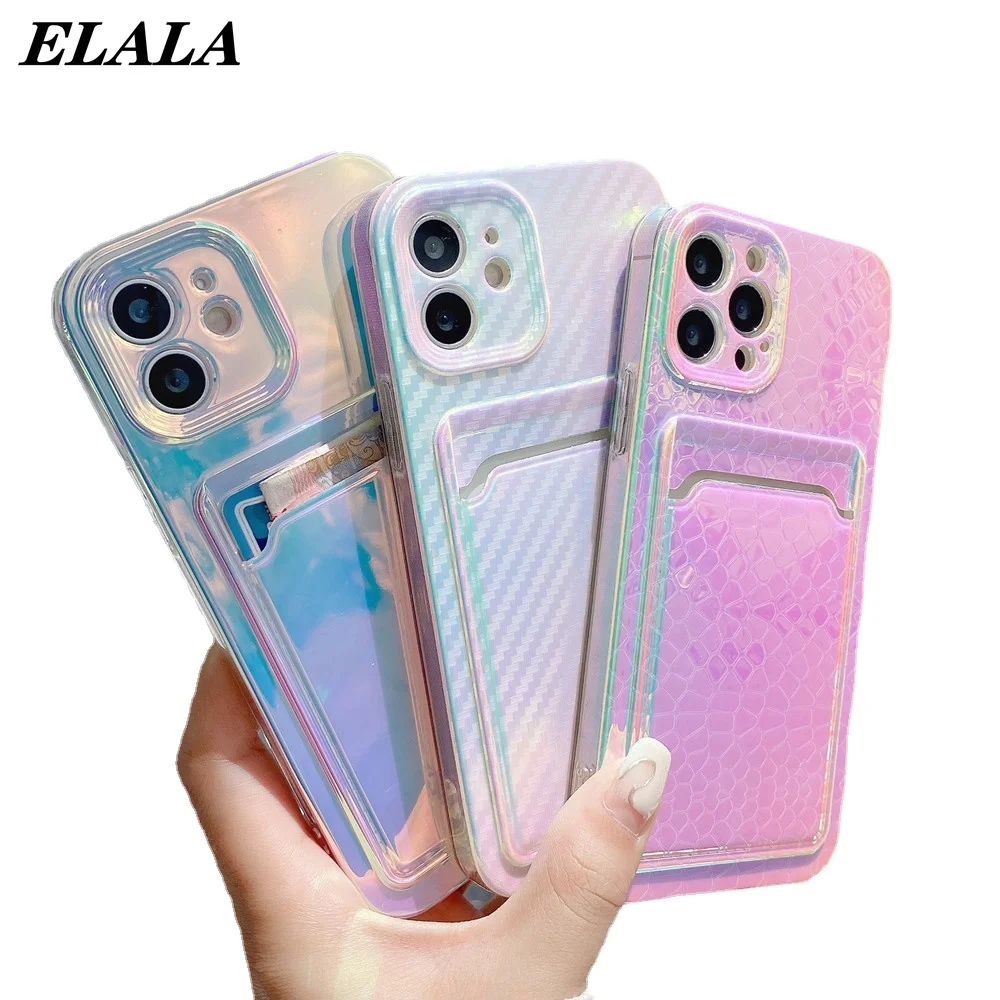 Модный Красочный чехол для телефона с держателем карт iPhone 13 12 11 Pro Max SE 2020 X XR 7 8 Plus