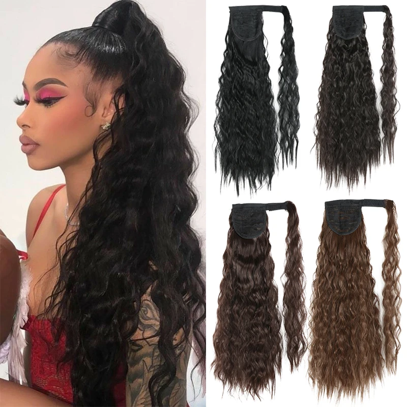 32"150G Synthetic Corn Wavy Long Ponytail Hairpiece Wrap on Clip Hair ExtensionsOmbre Brown Pony Tail Blonde Fack Hair
32"150G Synthetic Corn Wavy Long Ponytail Hairpiece Wrap on Clip Hair ExtensionsOmbre Brown Pony Tail Blonde Fack Hair