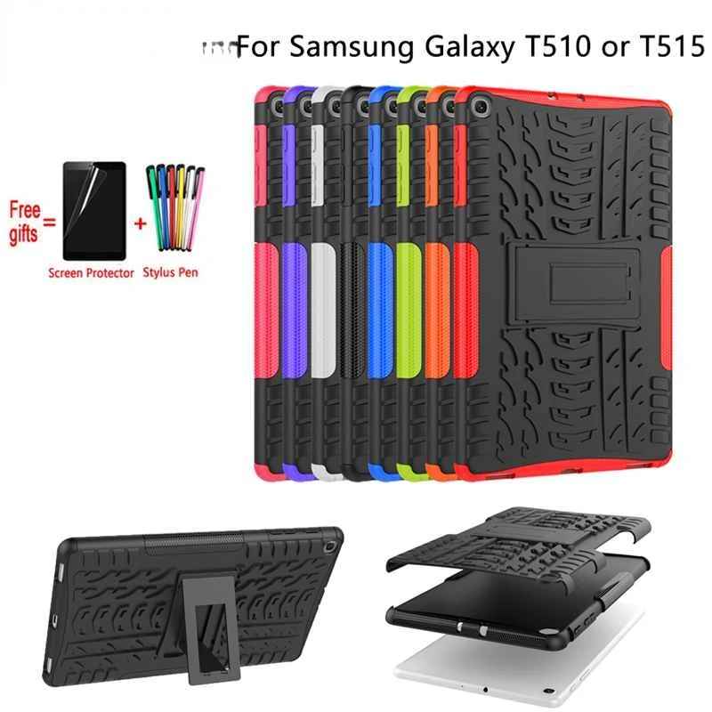 For Samsung GALAXY Tab A 10.1 2019 case SM- T510 T515 Armor case Tablet TPU+PC Shockproof Stand Cover for T510+pen+Film 
For Samsung GALAXY Tab A 10.1 2019 case SM- T510 T515 Armor case Tablet TPU+PC Shockproof Stand Cover for T510+pen+Film