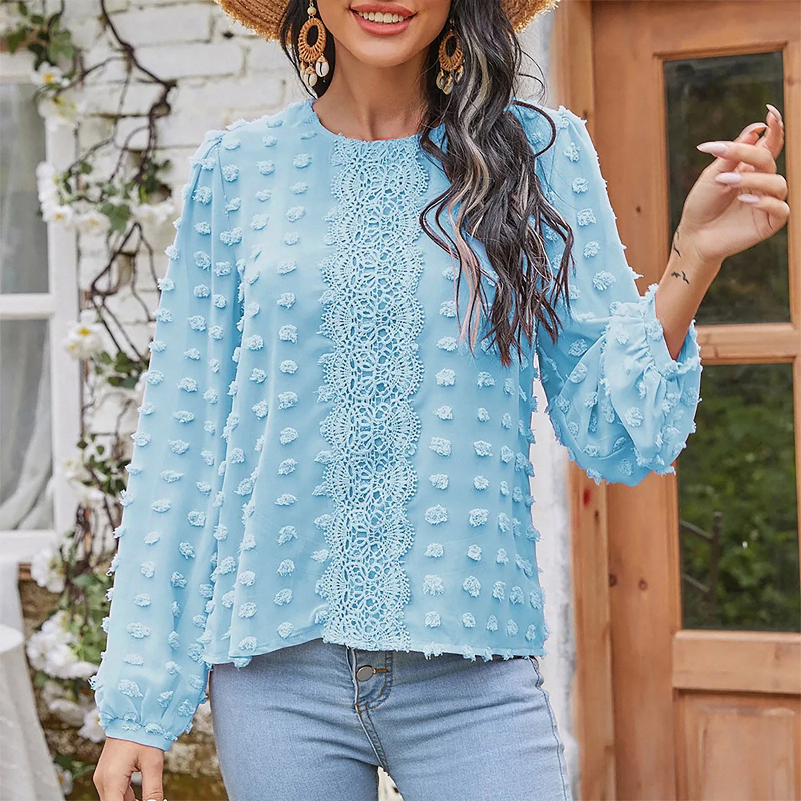 Womens Crew Neck Shirts Long Sleeve Blouse Button Down Shirts Roll Up See Through Sleeve Casual Plain Lace Tops Purple Top Women
Womens Crew Neck Shirts Long Sleeve Blouse Button Down Shirts Roll Up See Through Sleeve Casual Plain Lace Tops Purple Top Women
