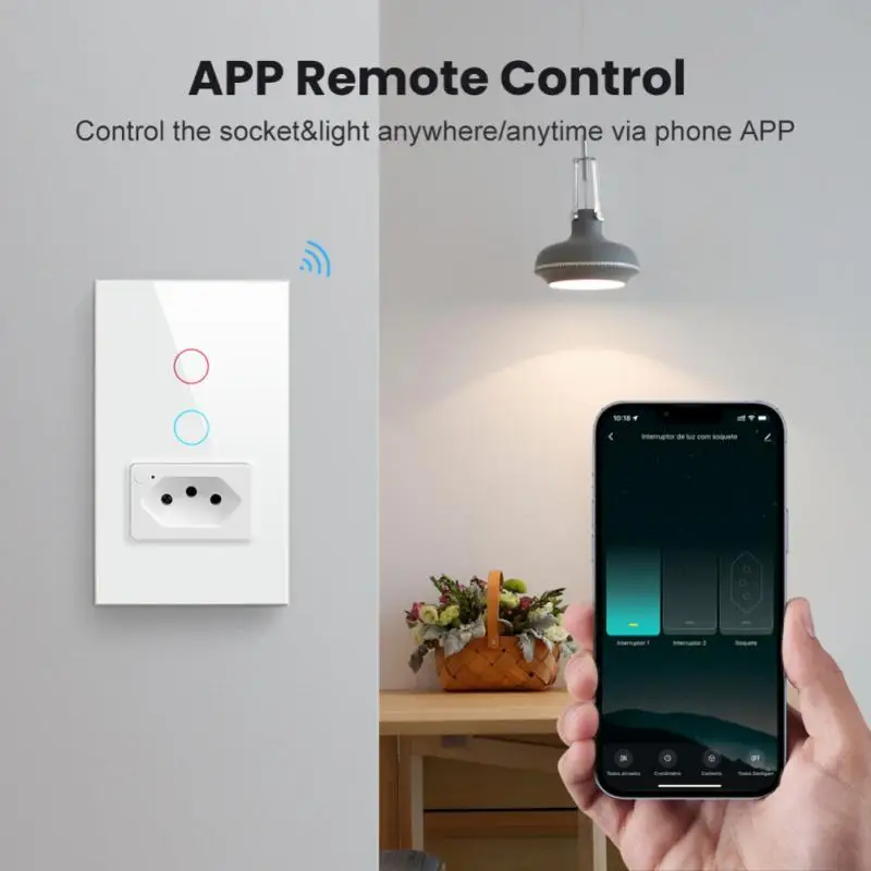 Wifi Glass Panel Plug Smart Light Switch Touch-sensor Smart Wall Switch 1/2 Buttons Brazil Standard Tuya App Light Switch Socket
Wifi Glass Panel Plug Smart Light Switch Touch-sensor Smart Wall Switch 1/2 Buttons Brazil Standard Tuya App Light Switch Socket