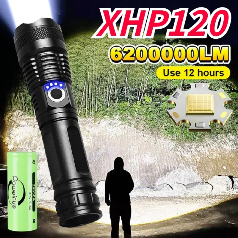 

Most Powerful Flashlight Super Bright Led Torch High Power Flashlights USB Rechargeable Zoom Hand Lamp Big Flood Lantern Camping