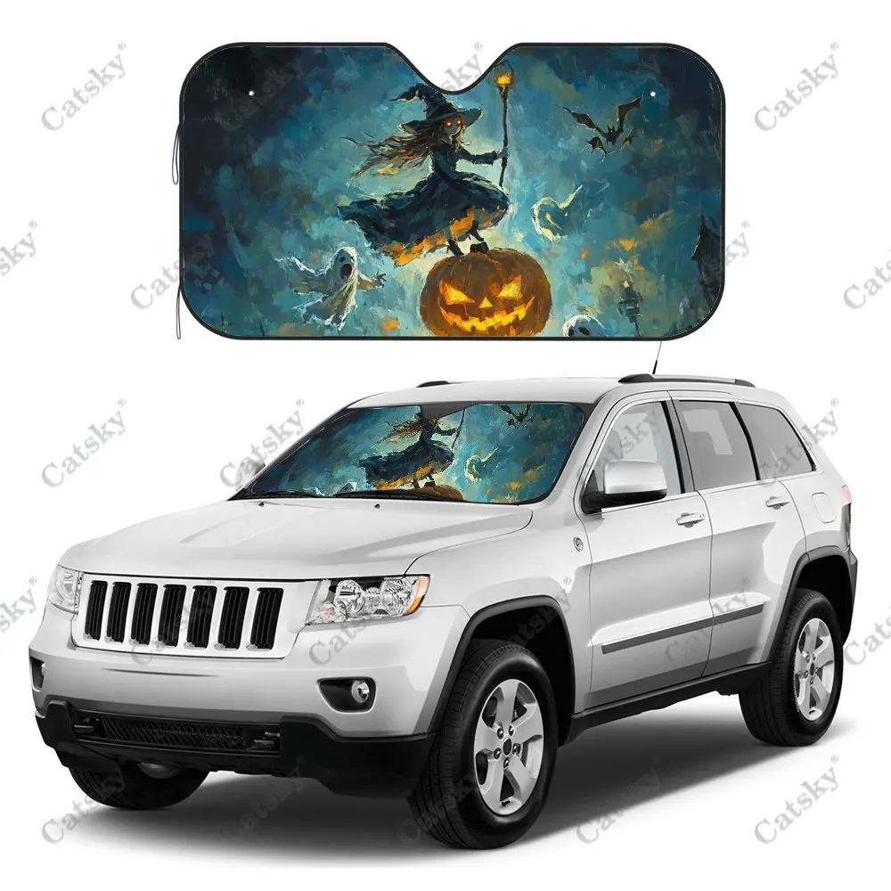 Солнцезащитный козырек на лобовое стекло автомобиля Happy Halloween Witch автомобильные
