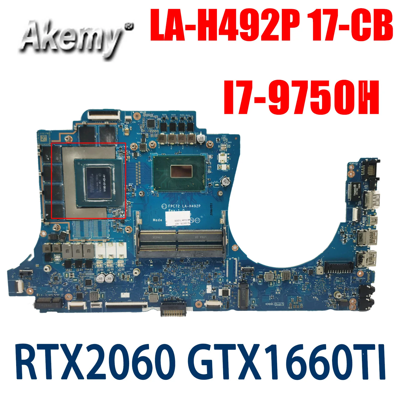 

Mainboard For HP 17-CB 17T-CB LA-H492P Laptop Motherboard With SRF6U I7-9750H CPU RTX2060 GTX1660TI 6G GPU 100%Full Working Well