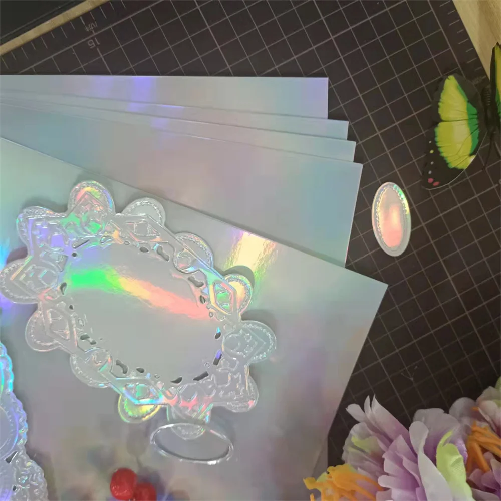 6 Pieces 250gms A4 20cmx30cm, Single -sided Laser Silver Cut Paper for Cutting Dies Matte Foil Card DIY Greeting Cards Handmade
6 Pieces 250gms A4 20cmx30cm, Single -sided Laser Silver Cut Paper for Cutting Dies Matte Foil Card DIY Greeting Cards Handmade