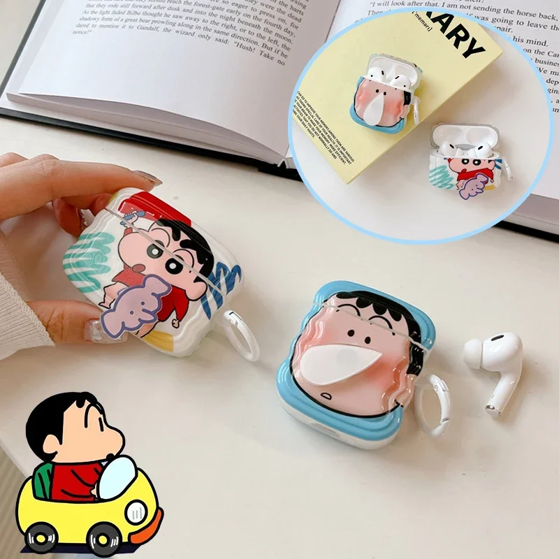 

Мультяшный чехол Crayon Shin-chan для AirPods Pro 3, 2, 1, мягкий чехол, милый поворотный симпатичный аниме Kawaii, Bluetooth гарнитура, чехол Shell