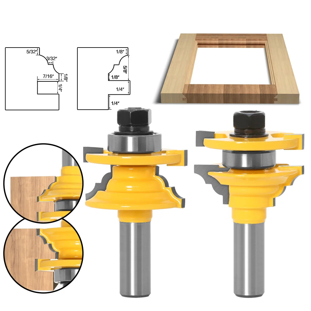 12mm Shank Ogee Stile and Rail Router Bits Set with Bearing Woodworking Milling Cutters Kit for Stock Thickness-31mm (1-3/16")
12mm Shank Ogee Stile and Rail Router Bits Set with Bearing Woodworking Milling Cutters Kit for Stock Thickness-31mm (1-3/16")