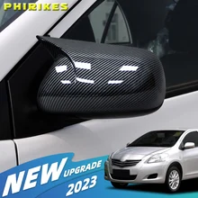 For Toyota Corolla 2007-2013 Vios Yaris Sedan P90 2008-2013 Car Rear View Mirror Covers ABS Carbon Fiber Gloss Black