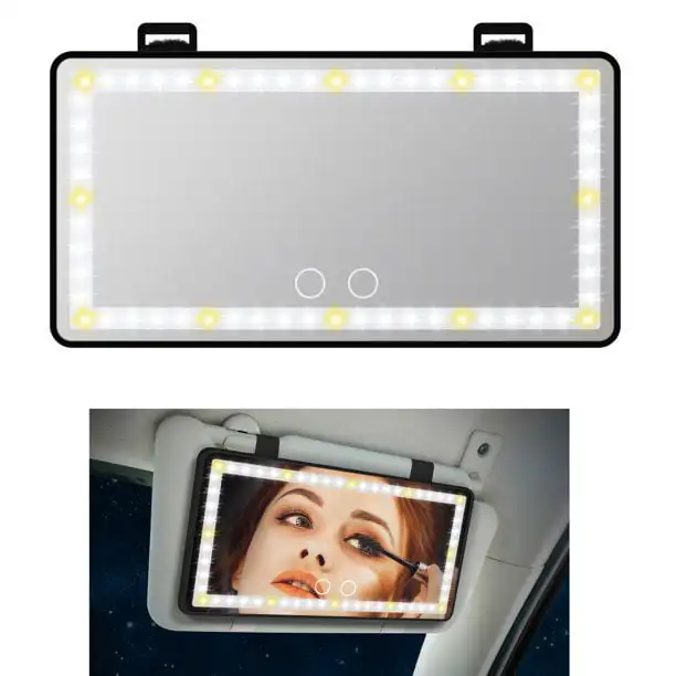 Car Vanity Mirror, Car Visor Makeup Mirror with 60 LED Light, 3 Light Modes and Rechargeable, Sun-Shading Cosmetic Mirror with T
Car Vanity Mirror, Car Visor Makeup Mirror with 60 LED Light, 3 Light Modes and Rechargeable, Sun-Shading Cosmetic Mirror with T
