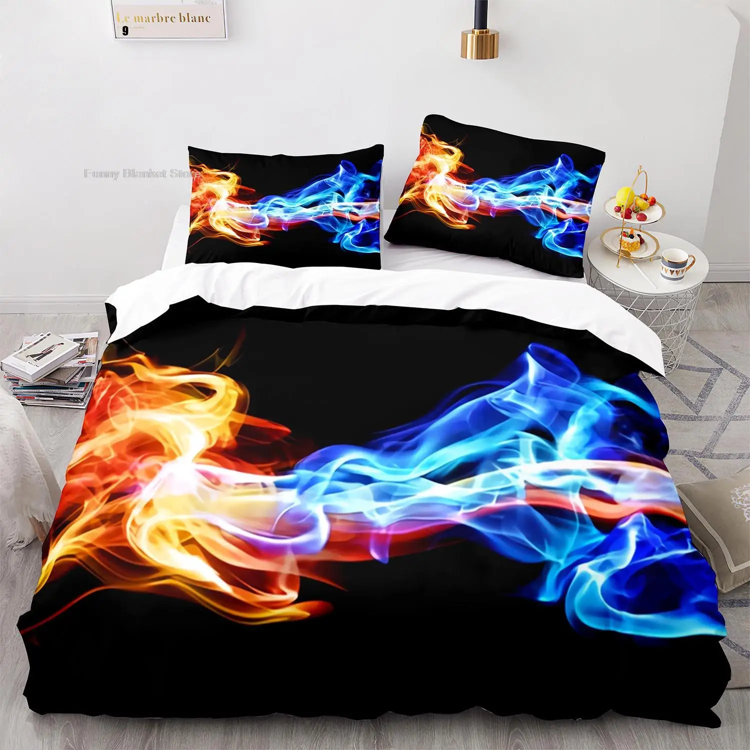 

Colorful Flame Bedding Set Single Twin Full Queen King Size Ice And Fire Blaze Bed Set Children Kid Kawaii Duvetcover Sets 002