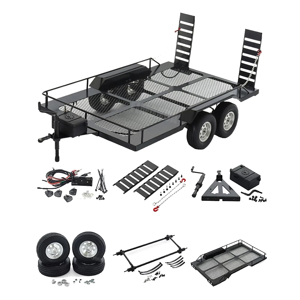 Metal Dual Axle Trailer Kit for 1/10 RC Crawler Truck Axial SCX10 TRX4 TRX6 Redcat GEN8 RGT 86100 SMT Tamiya CC01
Metal Dual Axle Trailer Kit for 1/10 RC Crawler Truck Axial SCX10 TRX4 TRX6 Redcat GEN8 RGT 86100 SMT Tamiya CC01