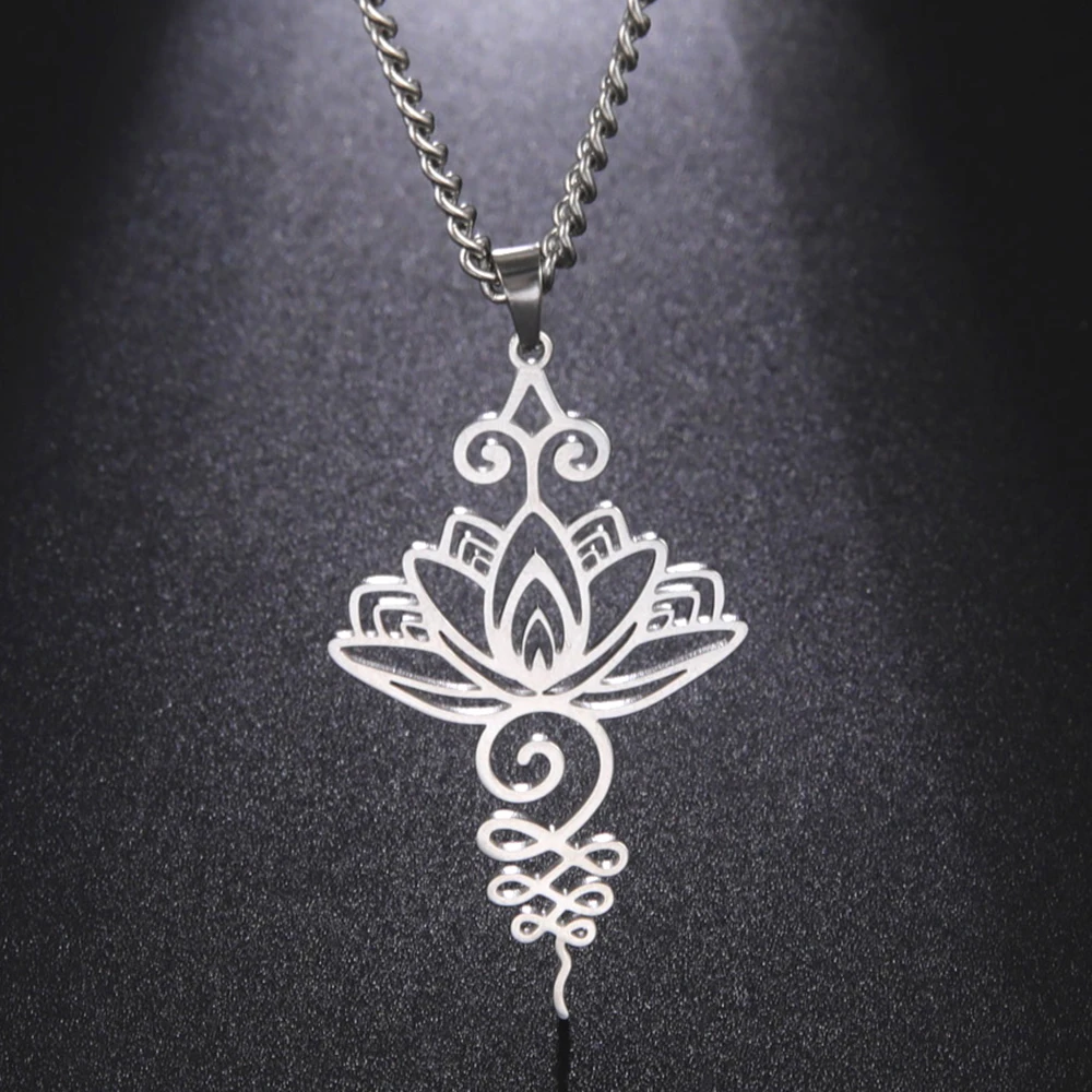 LIKGREAT Lotus Flower Pendant Necklace Unalome Chakra Symbol Amulet Yoga Healing Charms Christmas Gift Stainless Steel Jewelry
LIKGREAT Lotus Flower Pendant Necklace Unalome Chakra Symbol Amulet Yoga Healing Charms Christmas Gift Stainless Steel Jewelry
