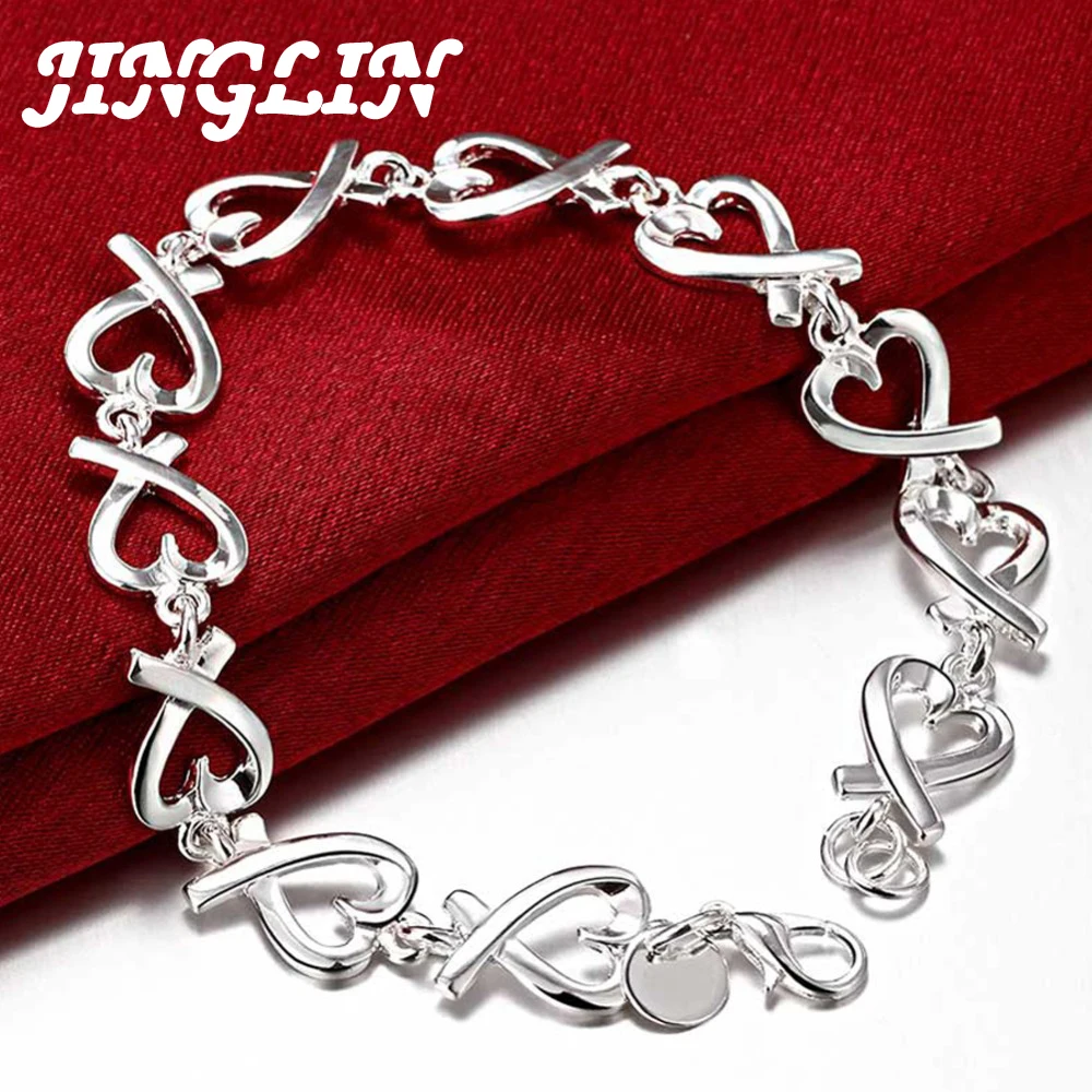 JINGLIN Fashion 925 Sterling Silver Jewelry Heart Bracelet For Women Wedding
JINGLIN Fashion 925 Sterling Silver Jewelry Heart Bracelet For Women Wedding