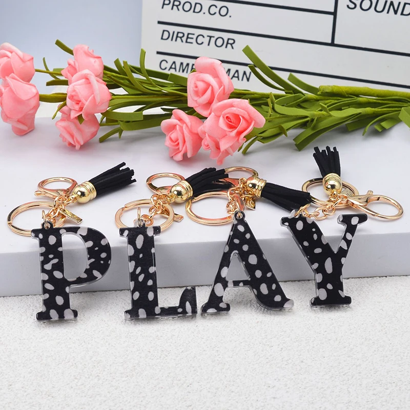 1Pc Black Tassel Letter Keychain English Alphabet Keyring Women Crystal Arylic Key Chains Ring Car Bag Pendent Charm Gift
1Pc Black Tassel Letter Keychain English Alphabet Keyring Women Crystal Arylic Key Chains Ring Car Bag Pendent Charm Gift