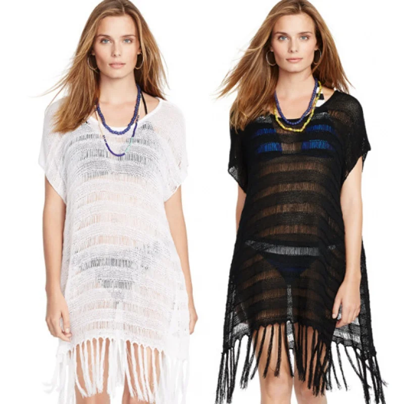 European and American Bikini Lace Overclothes Tassel Beach Cover-up Knitted Hollow Shirt Beach Swimsuit Coat
European and American Bikini Lace Overclothes Tassel Beach Cover-up Knitted Hollow Shirt Beach Swimsuit Coat