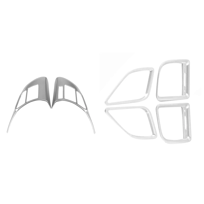 2 Set Car Accessories: 1 Set Steering Wheel Switch Button Panel Cover & 1 Set Dashboard Front Air Vent Outlet Cover 
2 Set Car Accessories: 1 Set Steering Wheel Switch Button Panel Cover & 1 Set Dashboard Front Air Vent Outlet Cover