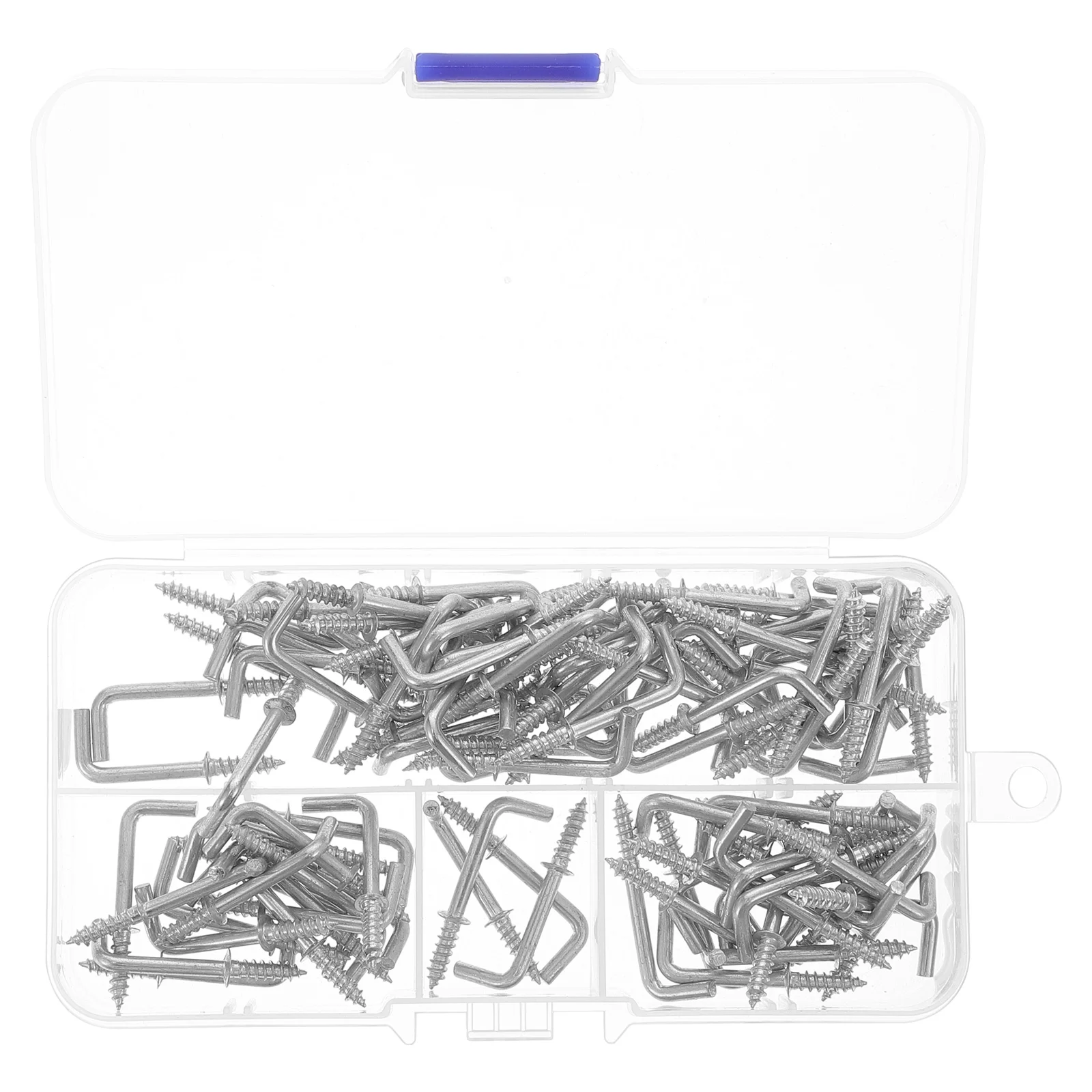 

100 Pcs Right Angle Screw Hook Ceiling Self-tapping Shape Screws Metal Hooks Square Blue White Zinc Plating