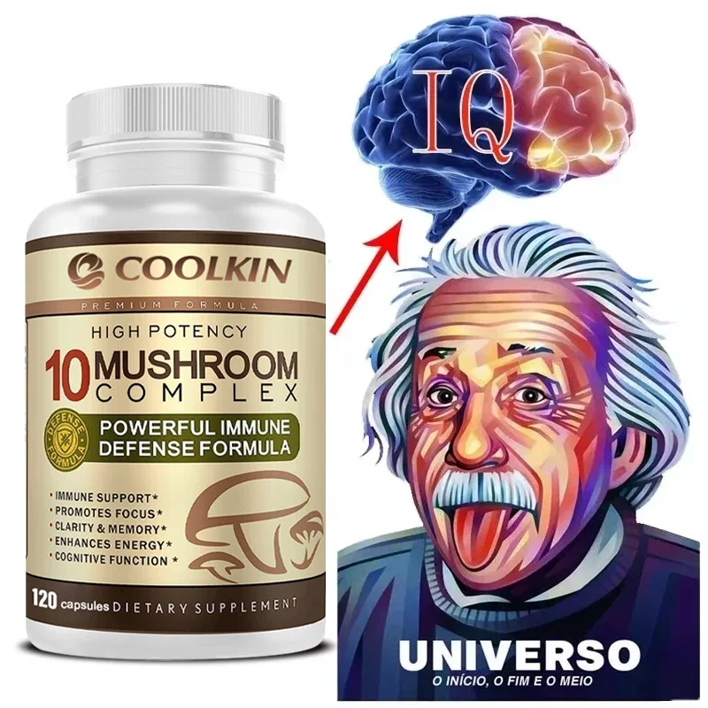 

Nootropic Supplement, Powerful 10 Mushroom Complex - Advanced Blend - Brain Memory Focused Energy, Immune Support