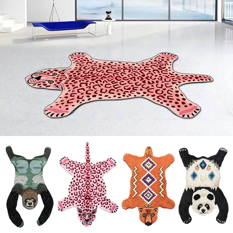 

40x60/50x80cm 13Styles Plush Panda Leopard Tiger Giraffe Gorilla Patterned Rug Carpet Living Room Bedroom Decorating Poster Mat