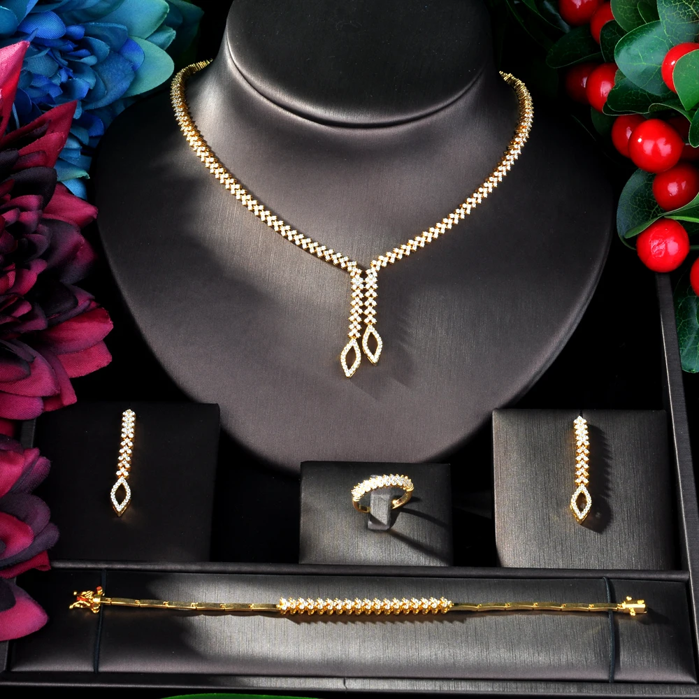 Fashion Shining Brilliant Cubic Zircon 4pcs Bridal Set for Women Fashion Wedding Zircon CZ Dubai Bridal jewelry Set N-06
Fashion Shining Brilliant Cubic Zircon 4pcs Bridal Set for Women Fashion Wedding Zircon CZ Dubai Bridal jewelry Set N-06