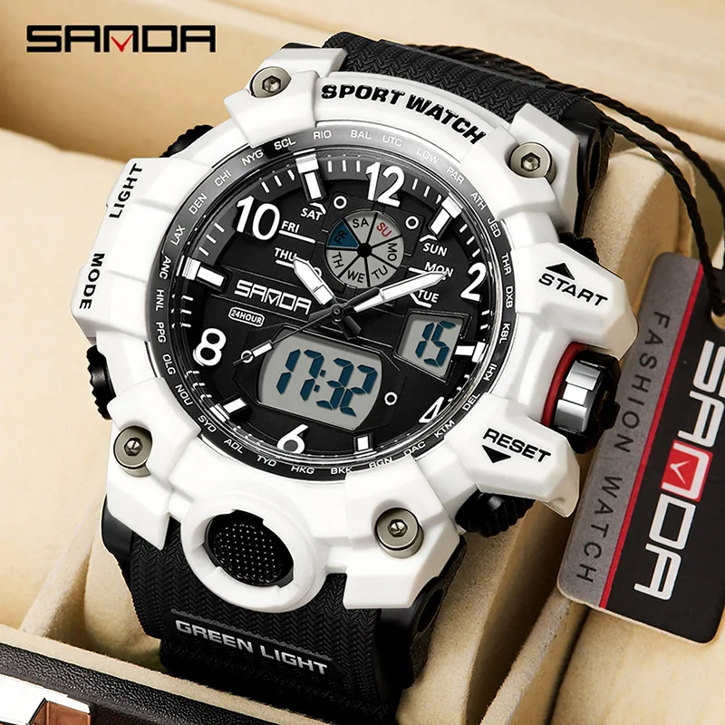 SANDA Luxury Brand Men's Watch 50M Waterproof Sports Military Watch Digital Quartz Watch Men's Religio Masculino 3169
SANDA Luxury Brand Men's Watch 50M Waterproof Sports Military Watch Digital Quartz Watch Men's Religio Masculino 3169