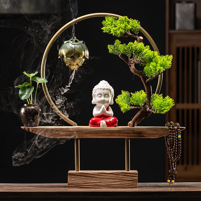 

Ароматическая курильница Zen Garden Backflow для офиса, креативная деревянная подставка для благовоний, украшение для дома