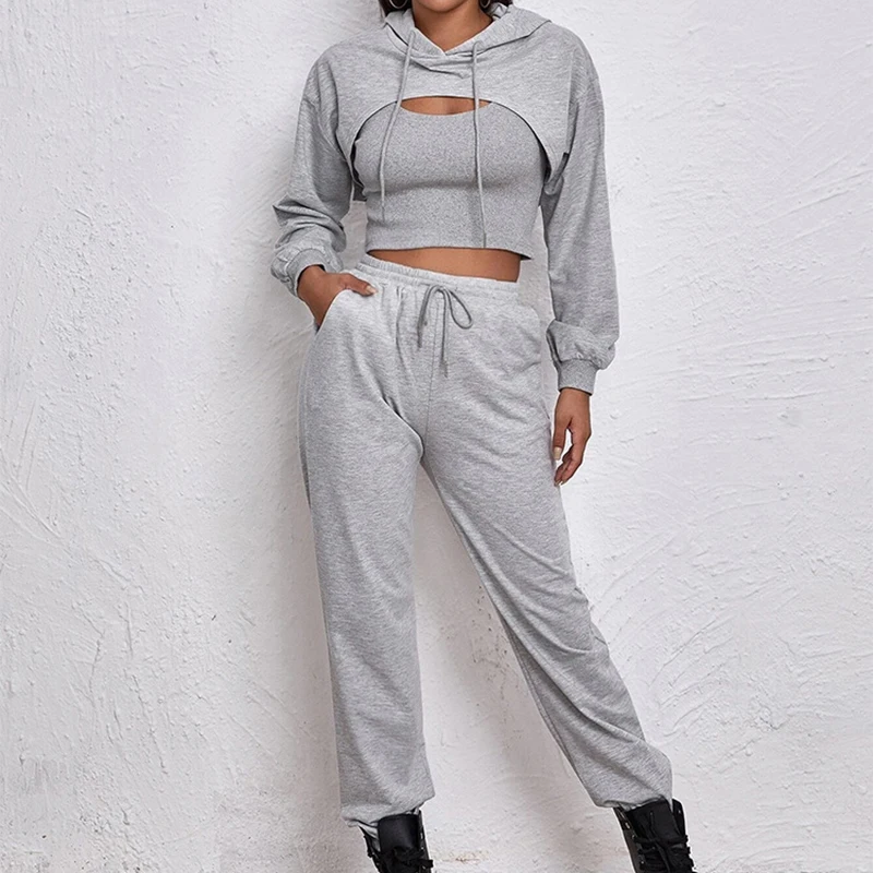 Top Vest Long Sleeve Hoodies Trousers Women Sports 3 Pieces Sets y2k Streetwear Casual Cotton Fitness Sportswear Running Female
Top Vest Long Sleeve Hoodies Trousers Women Sports 3 Pieces Sets y2k Streetwear Casual Cotton Fitness Sportswear Running Female
