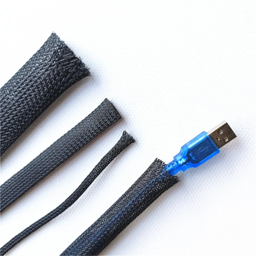 

Insulated Braided PET Nylon Wire Cable Sleeve Tube Pipe Stretch Sleeving Data Line Protection Flame-retardant Hose Drop Shipping