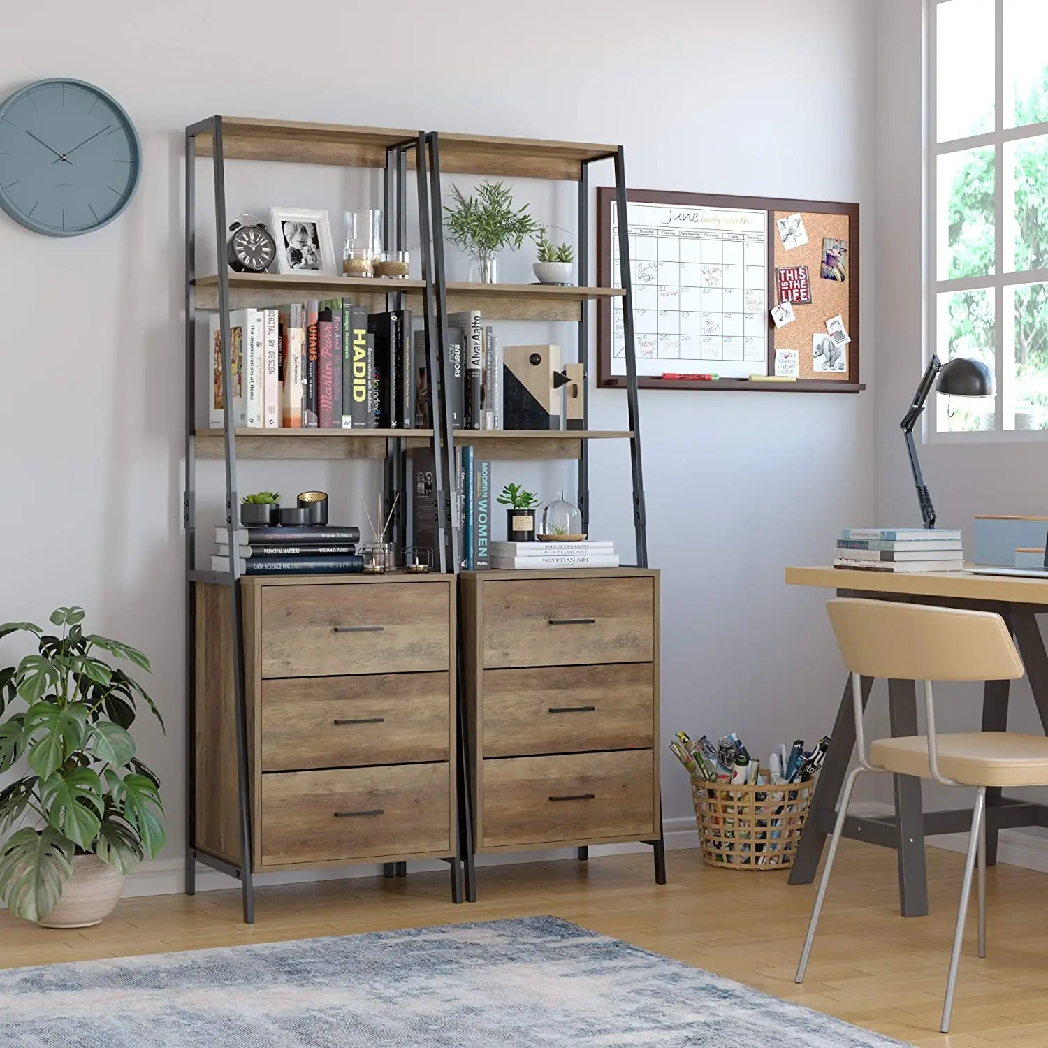 Ladder Shelf Stand Cabinet 3 Drawer Rack Vintage Bookshelf Fabric Storage Chest Metal & Wood for Living Room Industrial Design
Ladder Shelf Stand Cabinet 3 Drawer Rack Vintage Bookshelf Fabric Storage Chest Metal & Wood for Living Room Industrial Design
