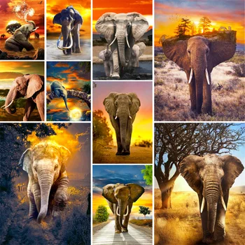 Animal Elephant Printed Cross Stitch Set Embroidery DMC Threads Painting Handiwork Sewing Handicraft Package Jewelry Different