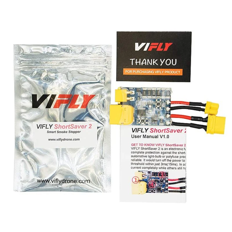 VIFLY ShortSaver 2 Smart Smoke Stopper Power Button Switch Electronic Fuse To Prevent Short-Circuit Over-Current 2-6S XT30 TX60 
VIFLY ShortSaver 2 Smart Smoke Stopper Power Button Switch Electronic Fuse To Prevent Short-Circuit Over-Current 2-6S XT30 TX60
