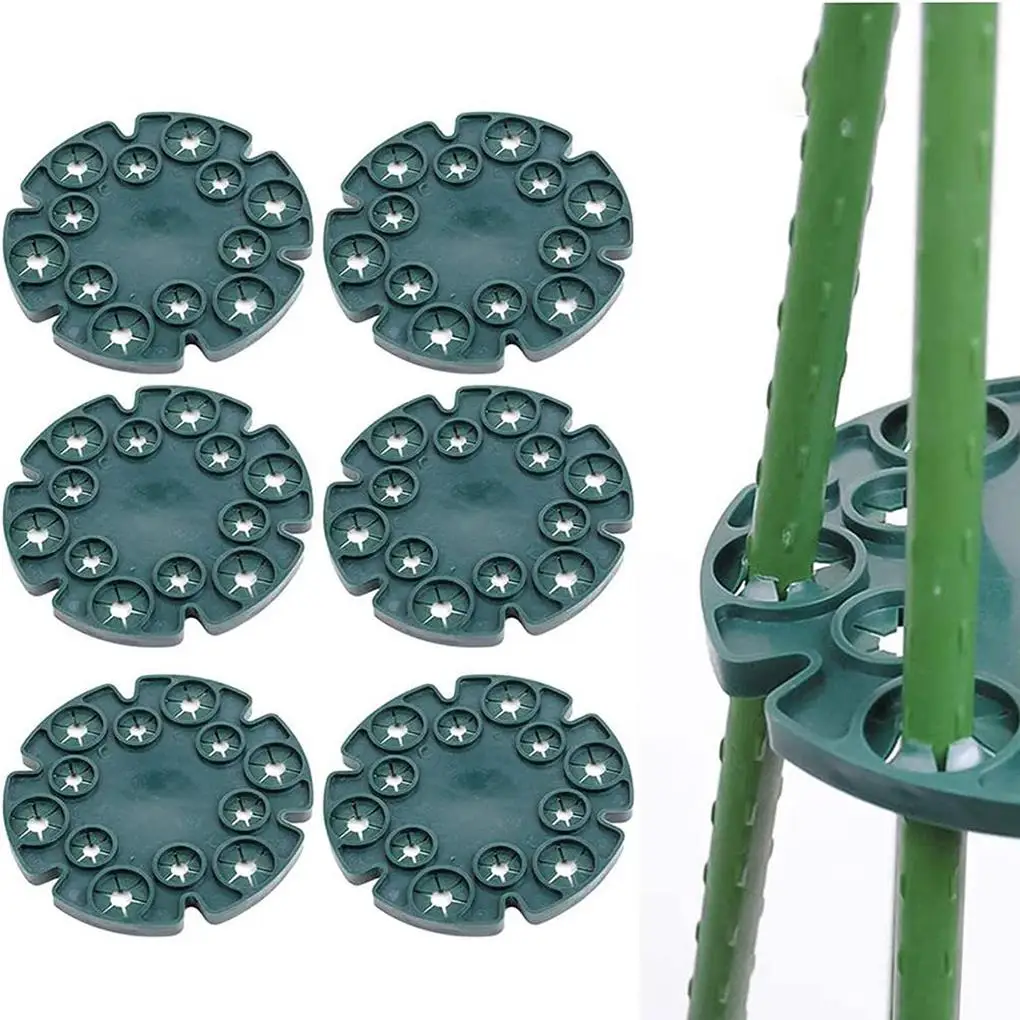 

6 Pieces Wigwam Cane Bamboo 12-Hole Plant Stake Sticks Connector Holder Plastic Round Vine Support for Climbing Plants