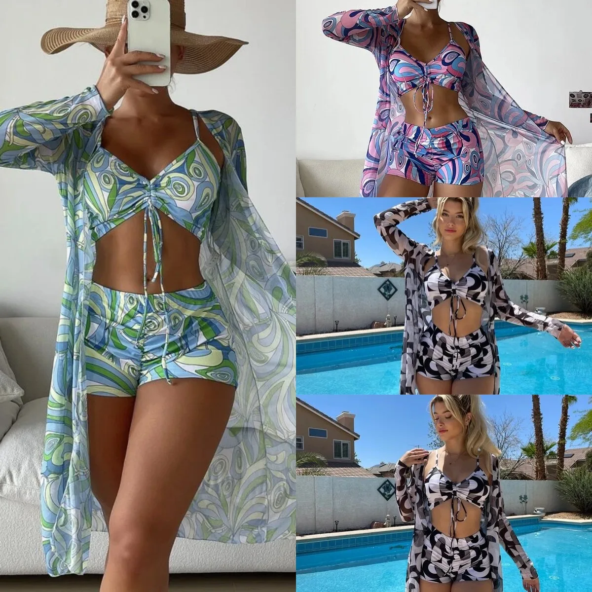 Новый купальник с принтом 2023, комплект из трех предметов с кулиской, Солнцезащитная блузка с длинным рукавом
Новый купальник с принтом 2023, комплект из трех предметов с кулиской, Солнцезащитная блузка с длинным рукавом