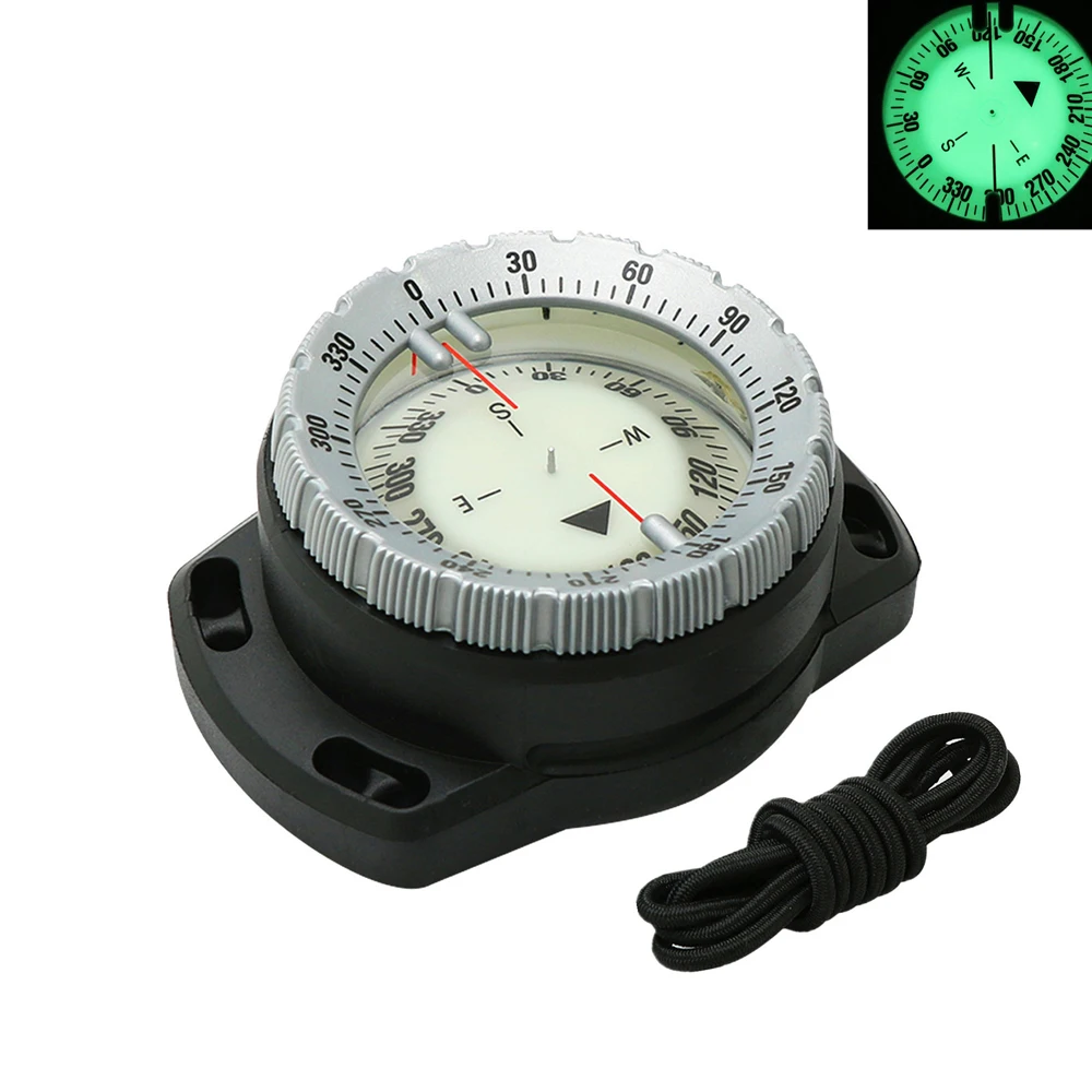 

50M Underwater Camping Compass Luminous Dive Wrist Compass Diving Waterproof Navigation Tool with Elastic Rope